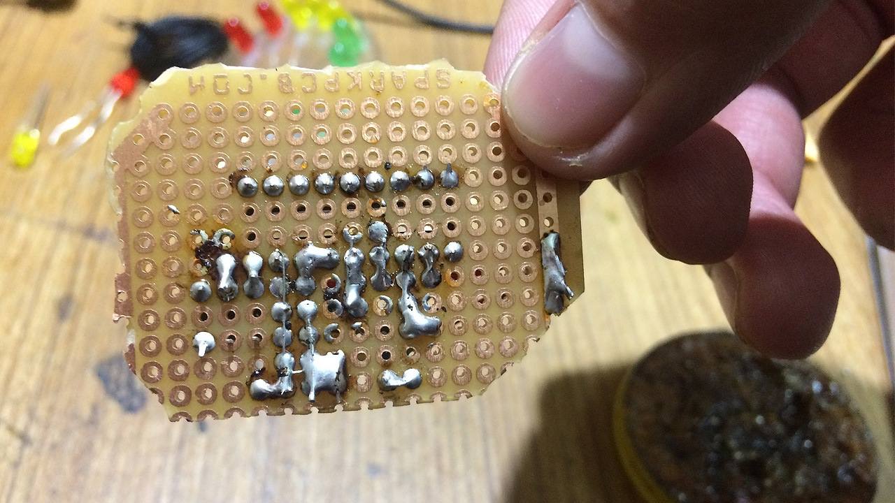 Back-side of the soldered PCB