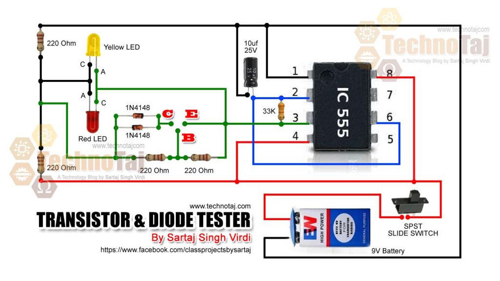 Transistor Tester Circuit Can Test Diodes Also - Electronic School Project
